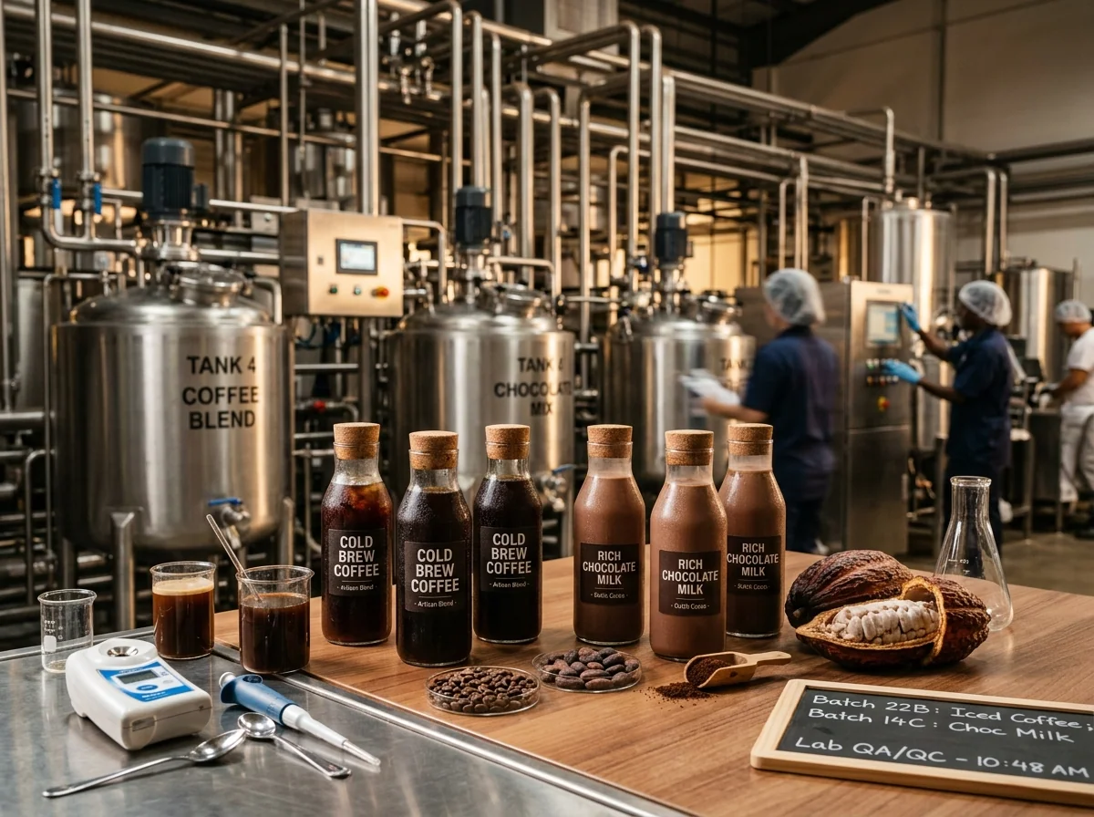 Commercial RTD chocolate and coffee beverage canning facility